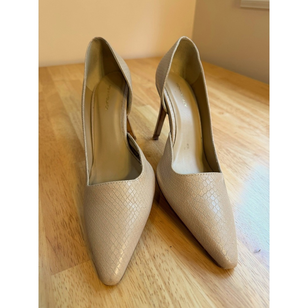 Pennyblack Beige Snakeskin Embossed d'Orsay Pumps Pointed Toe Stiletto Heels 37